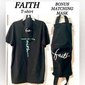 NEXT LEVEL APPAREL Faith Cross short sleeve Tee sizeS NWOT w/matching facemask